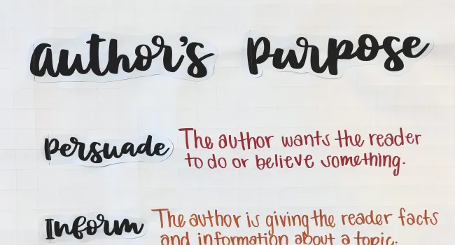 Author's Purpose Pie Anchor Chart Example 2