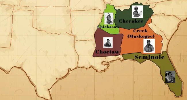 Five Civilized Tribes Territory Map (1820) - Teacher Resource | History In A Nutshell