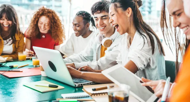 Students on computers