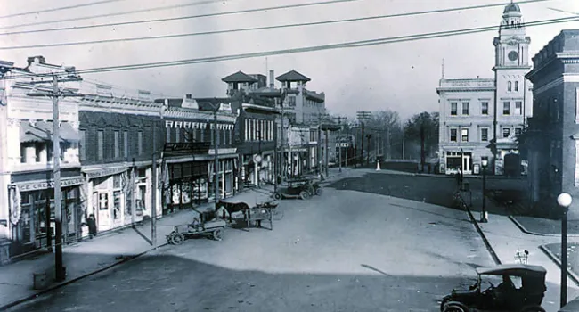 North Side Of Darlington Town Square, Around 1920 | History Of SC Slide Collection